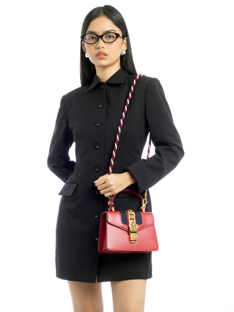 Calfskin Sylvie Mini Top Handle Bag Red