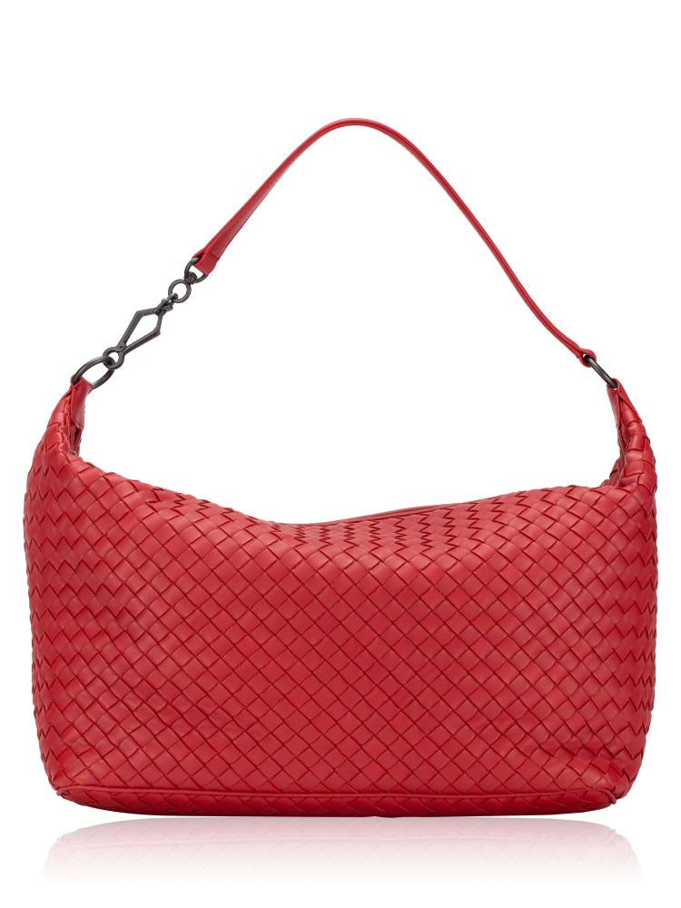 Nappa Intrecciato Medium Shoulder Bag Red