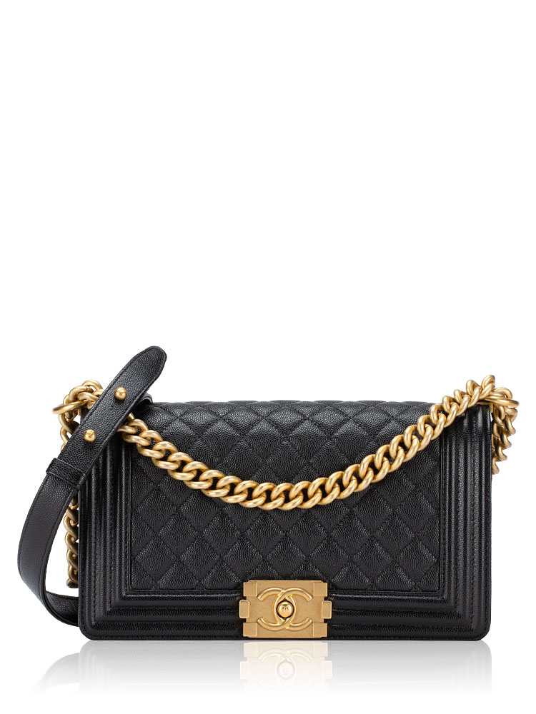 Caviar Boy Medium Flap Bag Black