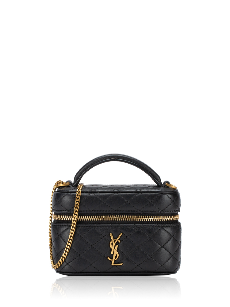 Lambskin Quilted Gaby Micro Vanity Case Black