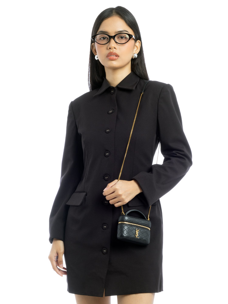 Lambskin Quilted Gaby Micro Vanity Case Black