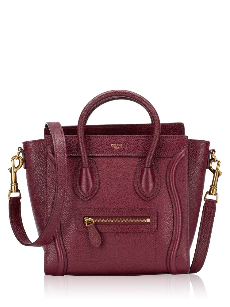 Drummed Calfskin Nano Luggage Burgundy