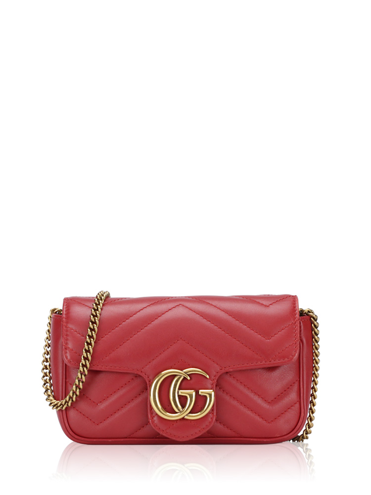 GG Marmont Matelasse Super Mini Shoulder Bag Hibiscus Red