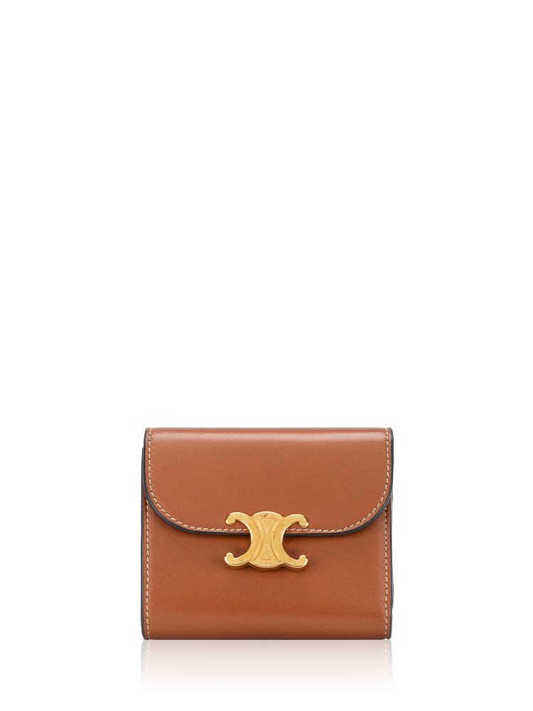 Lambskin Triomphe Small Flap Wallet Tan