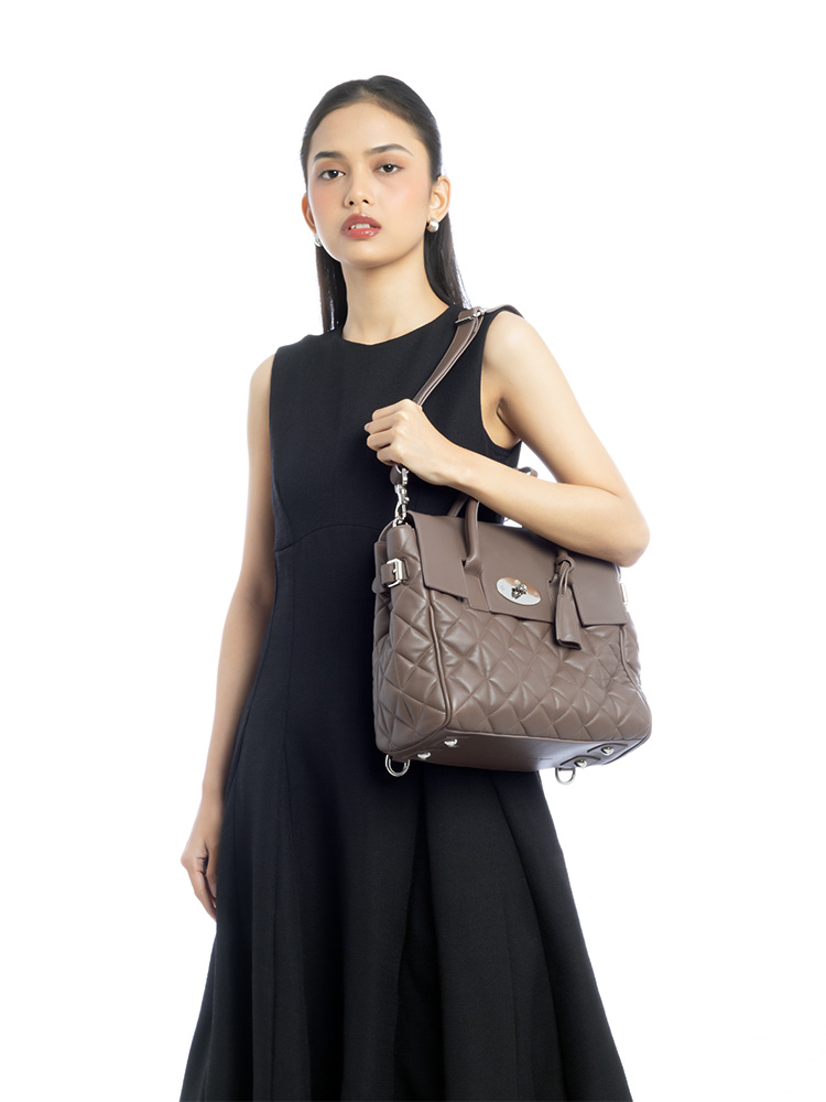 Nappa Quilted Cara Delevingne Convertible Backpack Taupe
