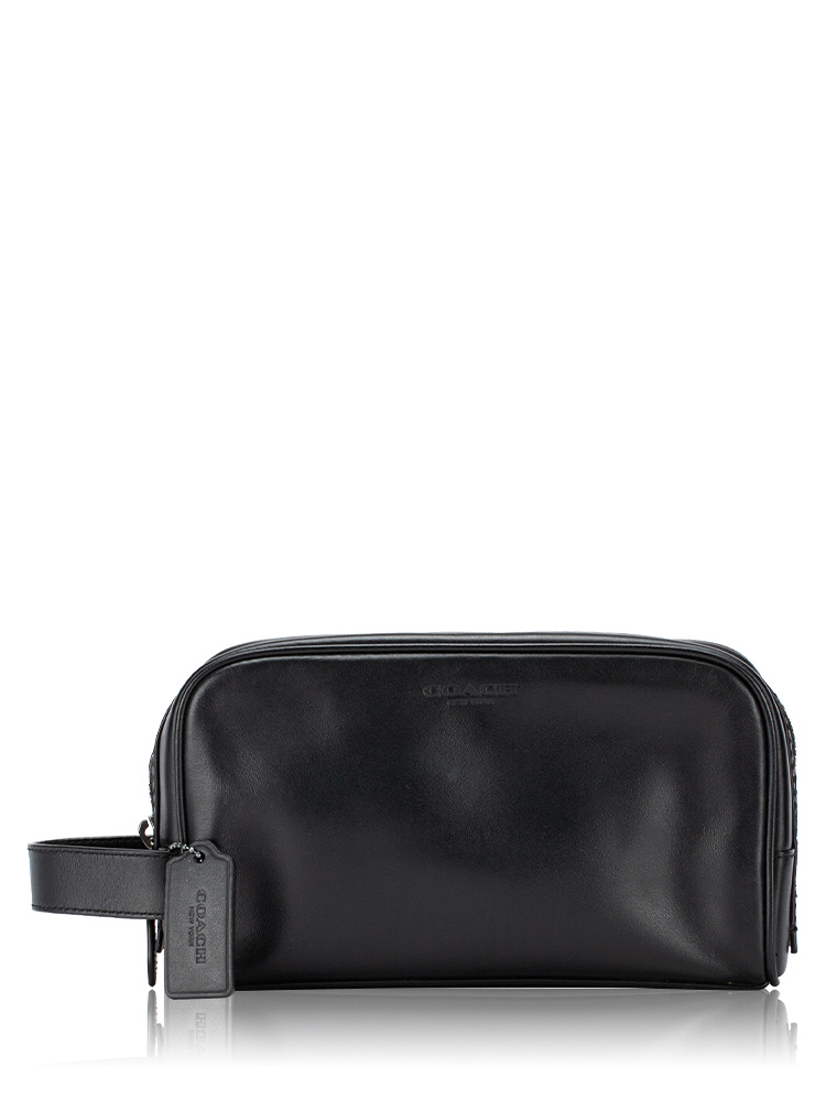 Men 2522 Smooth Leather Travel Kit Black