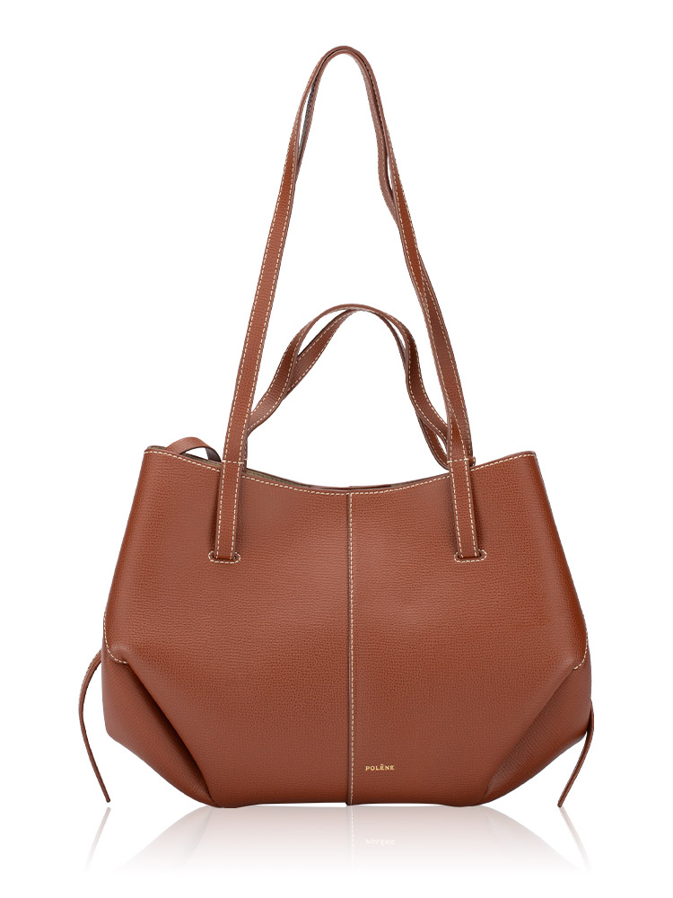 Textured Calfskin Cyme Mini Tote Cognac