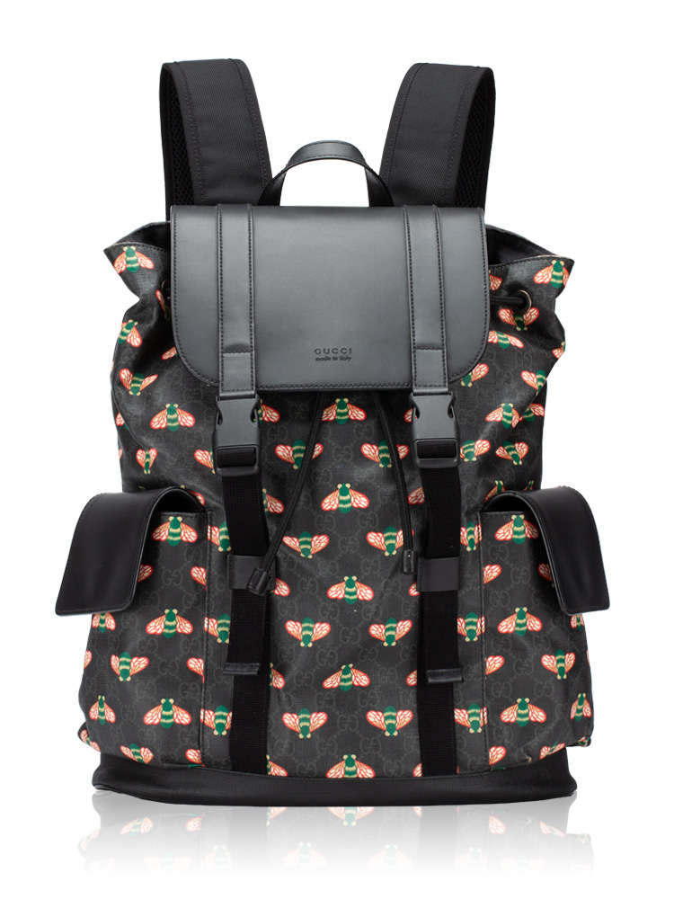 Soft GG Supreme Bestiary Bee Double Buckle Backpack Black