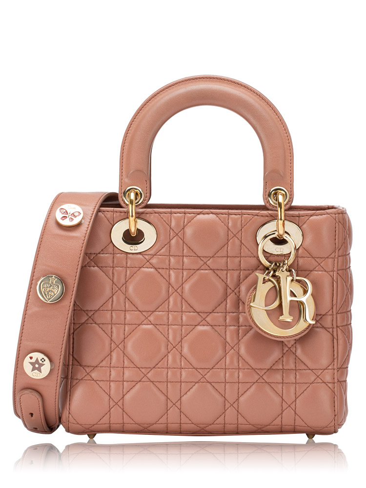 Lambskin Cannage Lucky Badges Small My Lady Dior Blush