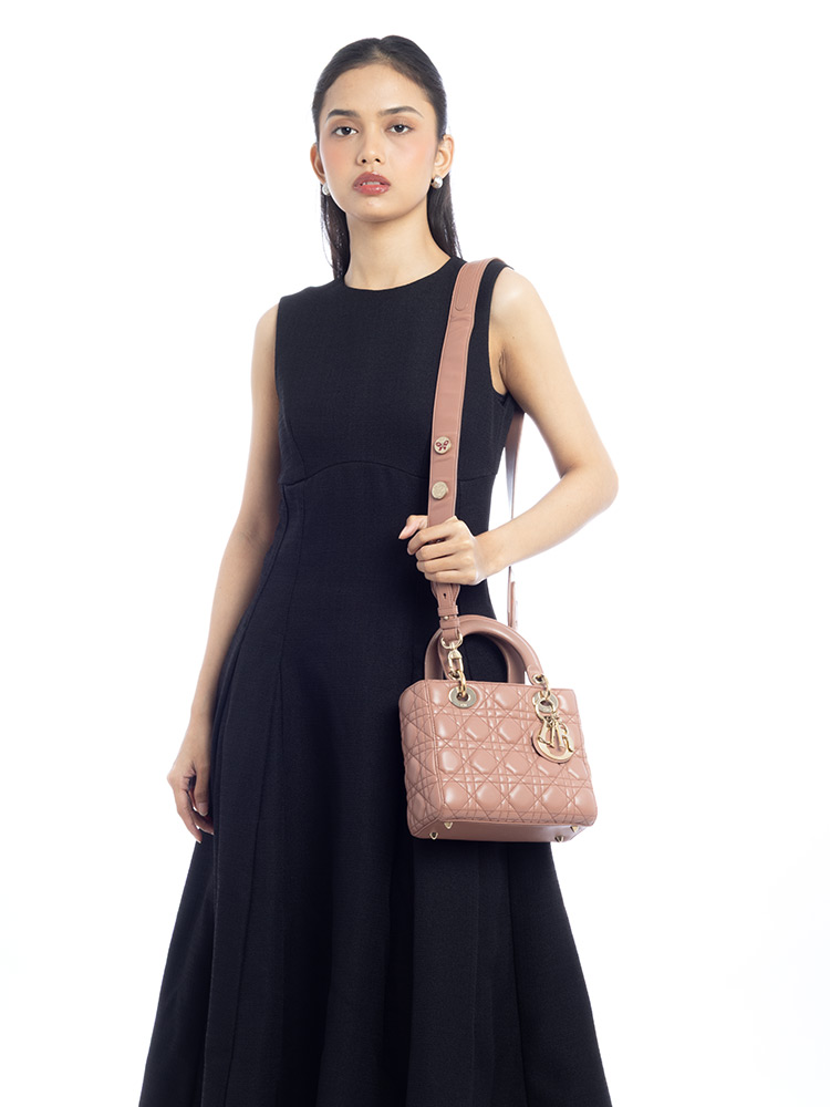 Lambskin Cannage Lucky Badges Small My Lady Dior Blush