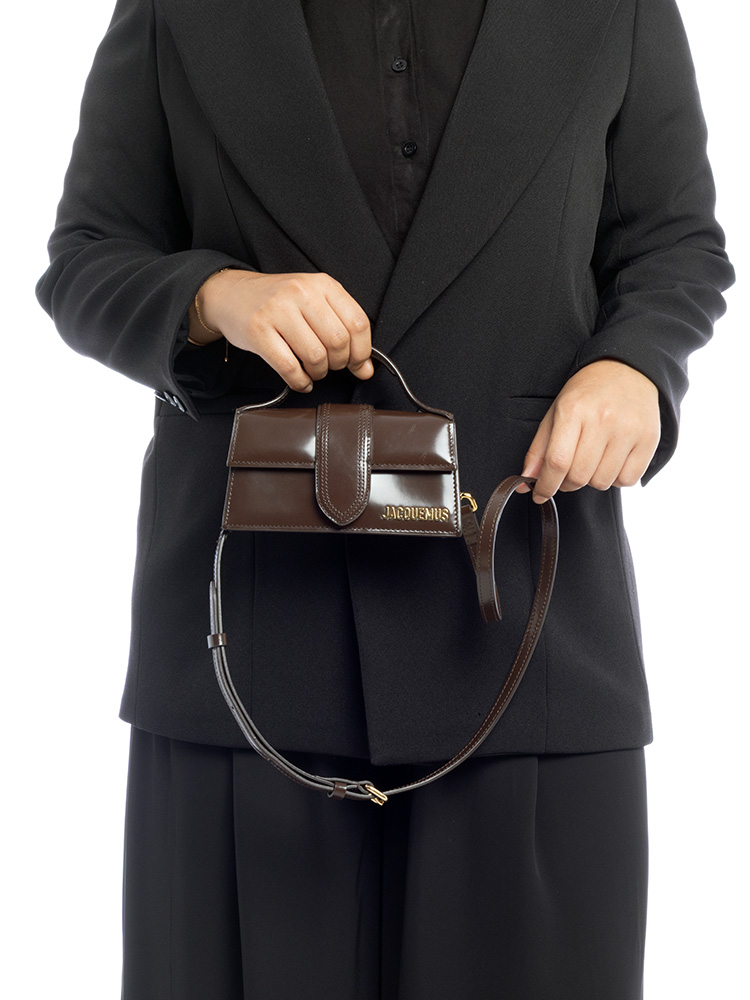 Patent Le Bambino Mini Top Handle Bag Brown