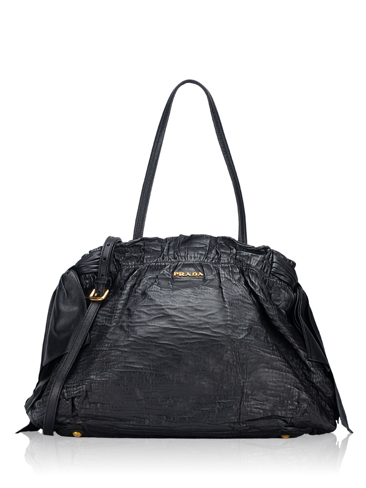 Nappa Antique Bow Medium Shoulder Bag Nero
