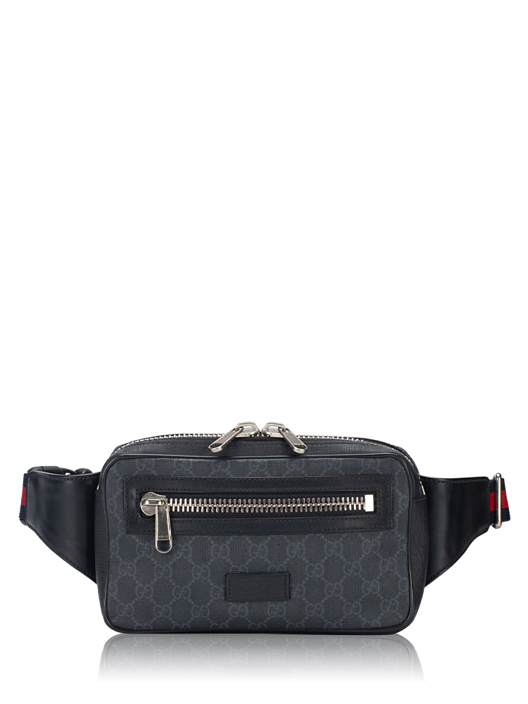 Men Soft GG Supreme Web Belt Bag Black Grey