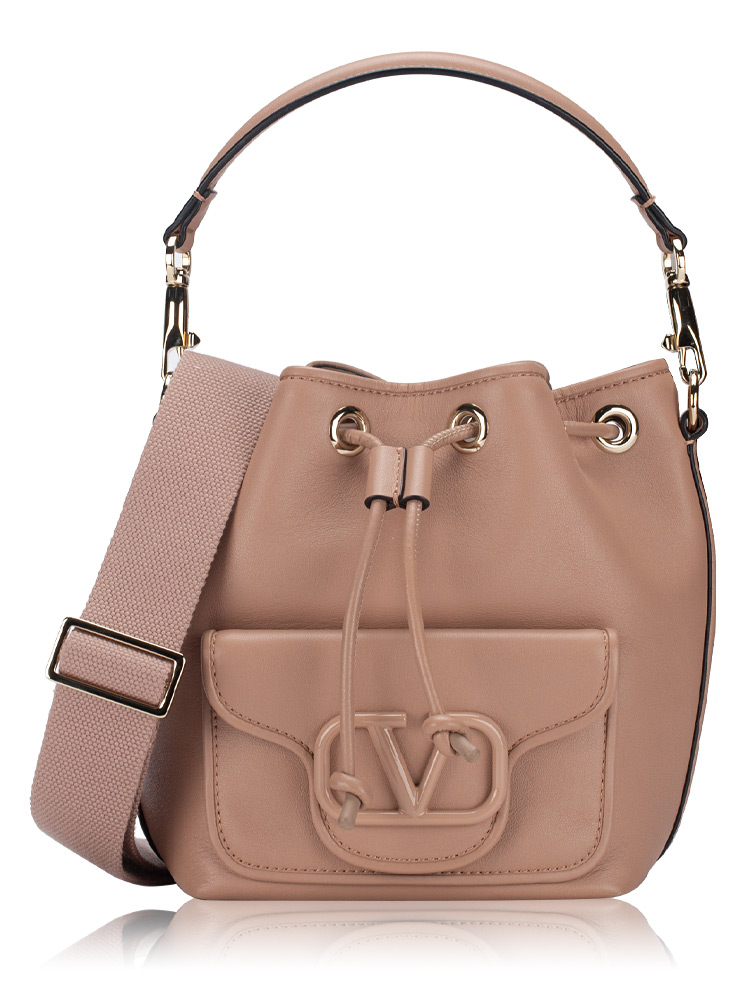 Calfskin Loco Bucket Bag Rose Cannelle