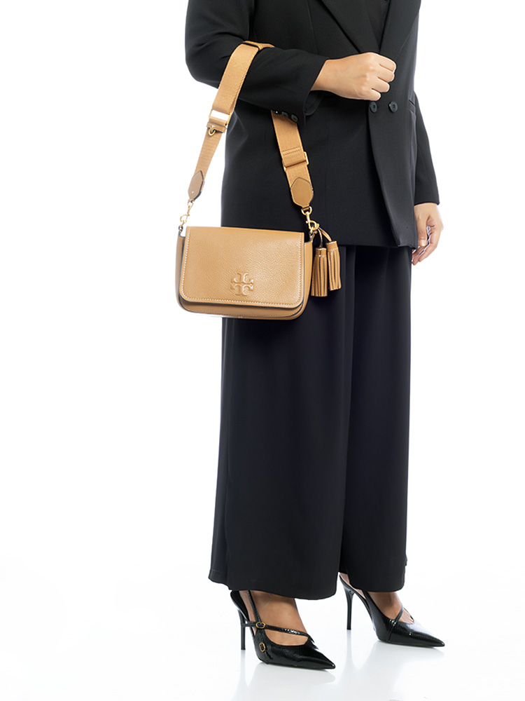 Thea Leather Flap Crossbody Tiramisu