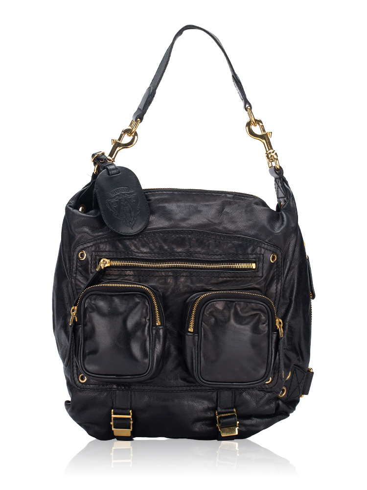 Calfskin Darwin Medium Hobo Black