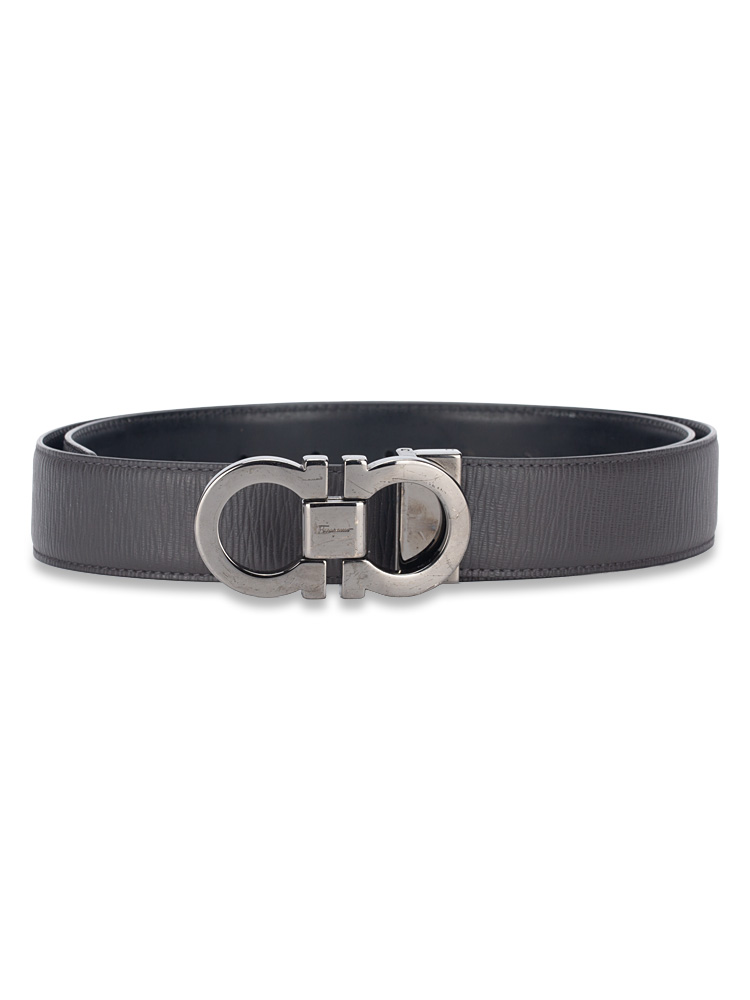 Men Calfskin Gancini 35mm Belt Grey Black