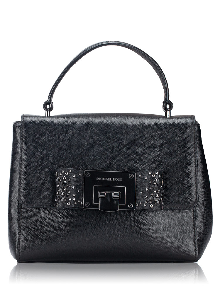 Tina Leather Small Top Handle Bag Black
