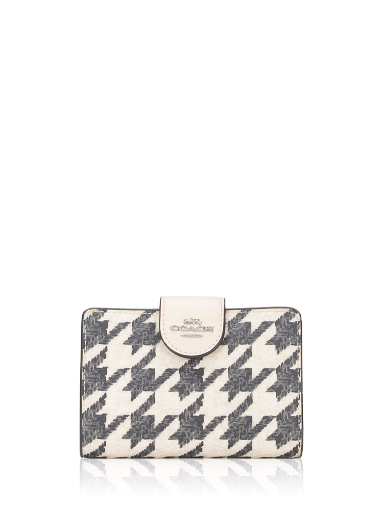 CJ680 Houndstooth Medium Zip Wallet Cream Black