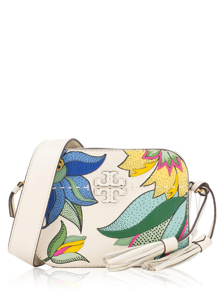 MCGraw Pieced Leather Camera Bag New Ivory Love Floral