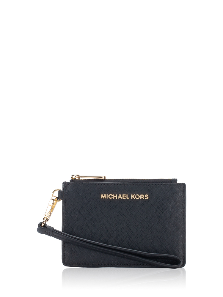 Jet Set Leather Wristlet Black