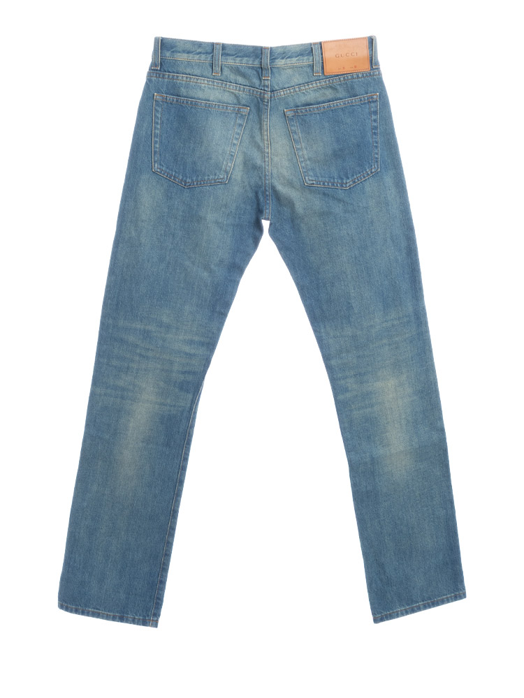 Men Washed Denim Pants Blue Sz 30