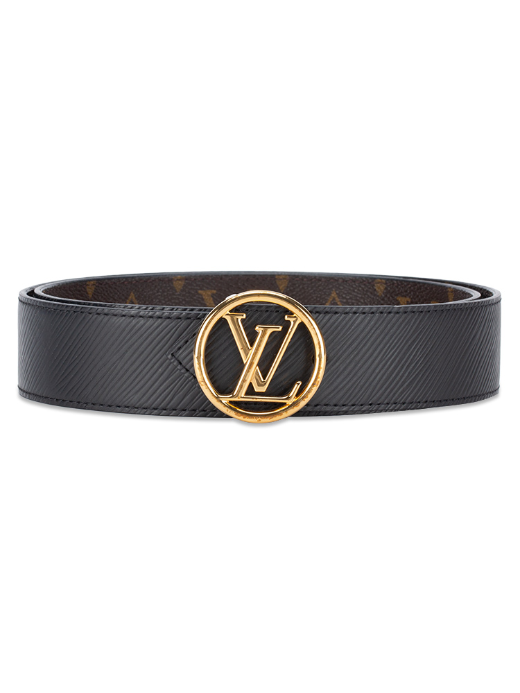 Monogram Epi 35mm LV Circle Reversible Belt Noir Sz 85
