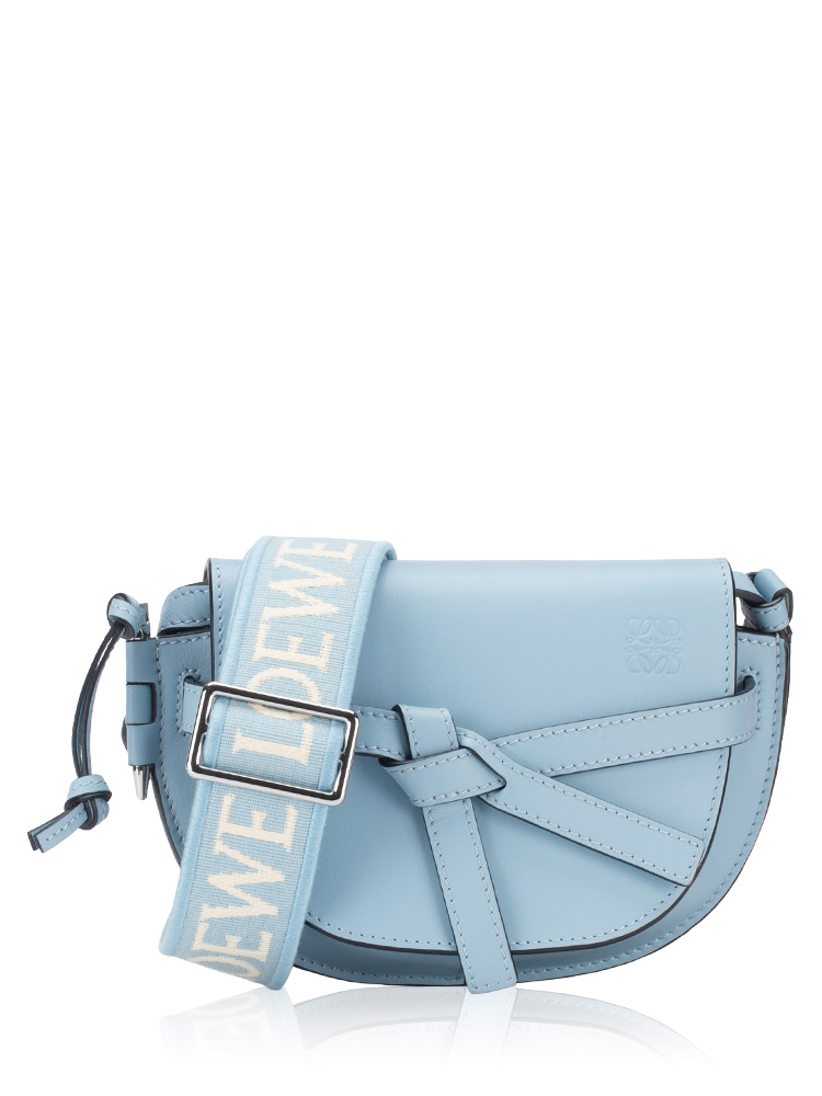 Calfskin Jacquard Gate Mini Dual Bag Dusty Blue