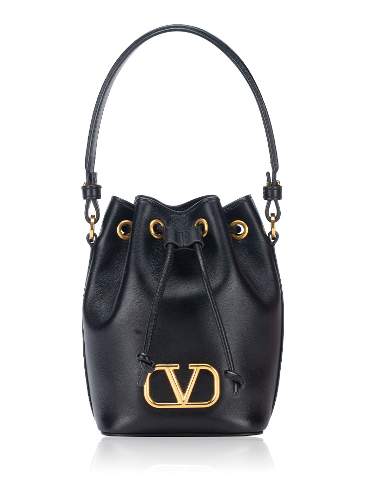 Nappa Signature Vlogo Mini Bucket Bag Black