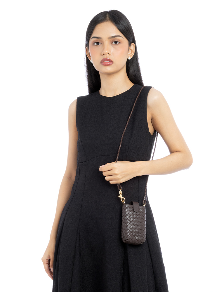 Nappa Intrecciato Phone Crossbody Ebano