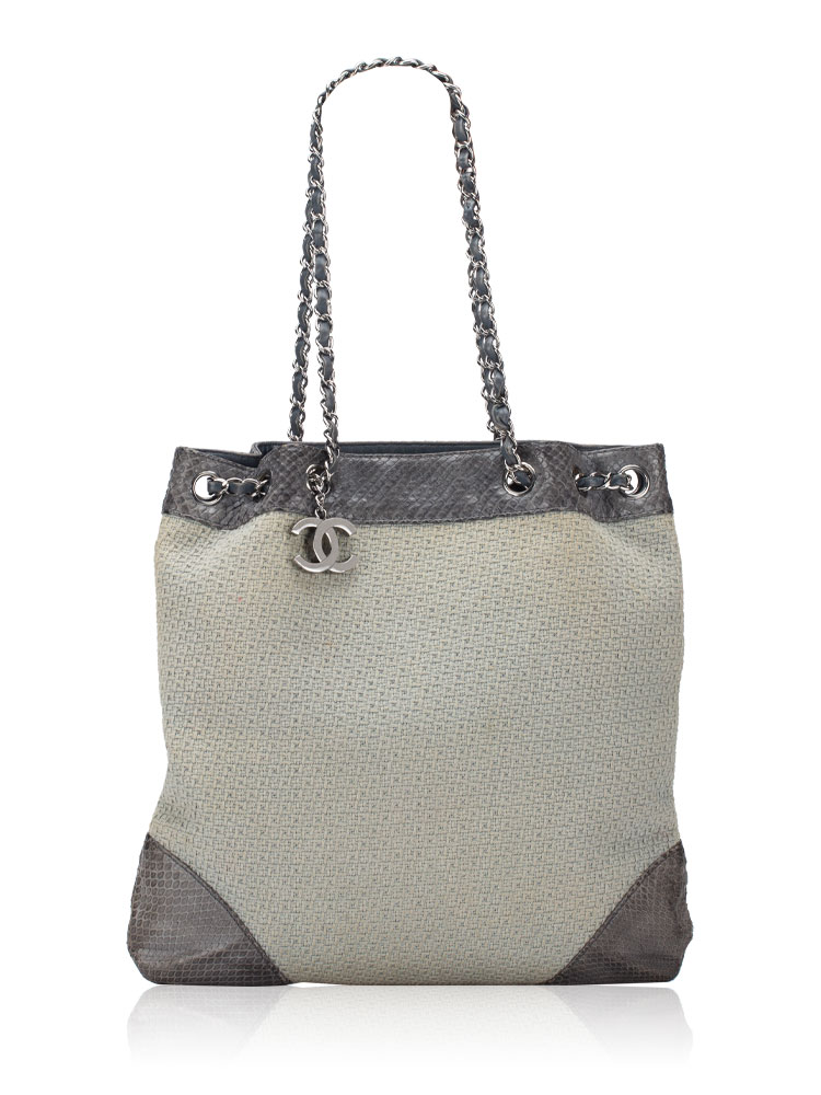 Canvas Python CC Chain Shoulder Bag Gray
