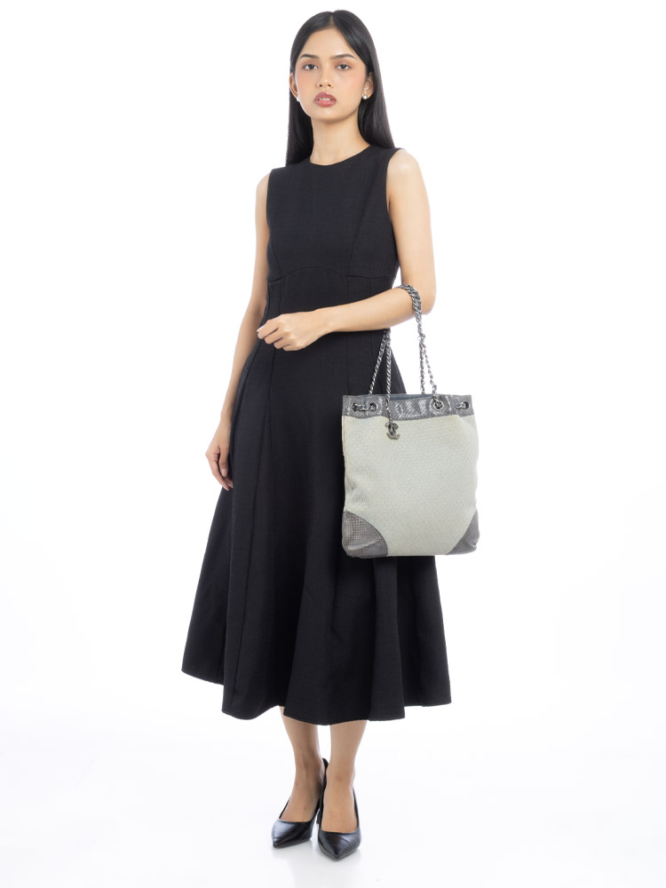 Canvas Python CC Chain Shoulder Bag Gray