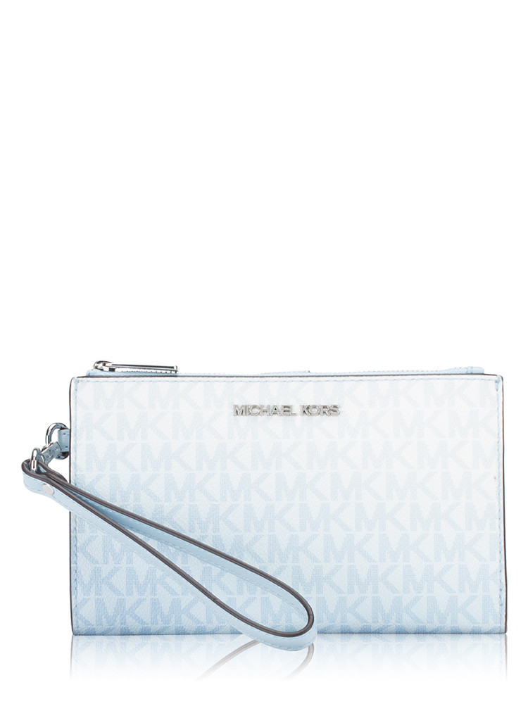 Signature Jet Set Ombré Large Double Zip Wristlet Pale Ocean