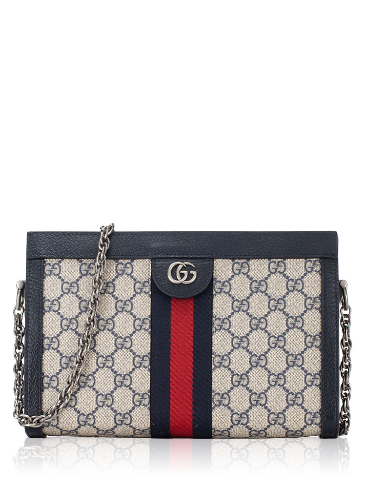 GG Supreme Web Ophidia Small Chain Shoulder Bag Beige Blue