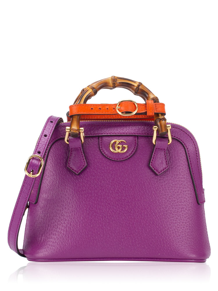 Dollar Calfskin Diana Bamboo Mini Dome Bag Cyclamin
