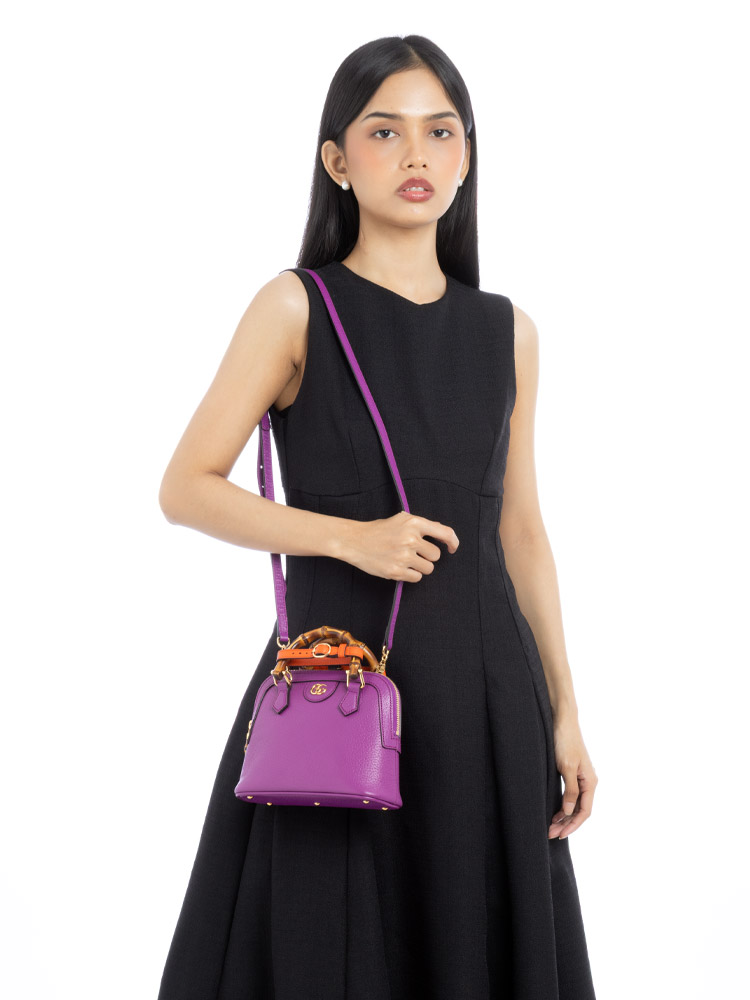 Dollar Calfskin Diana Bamboo Mini Dome Bag Cyclamin