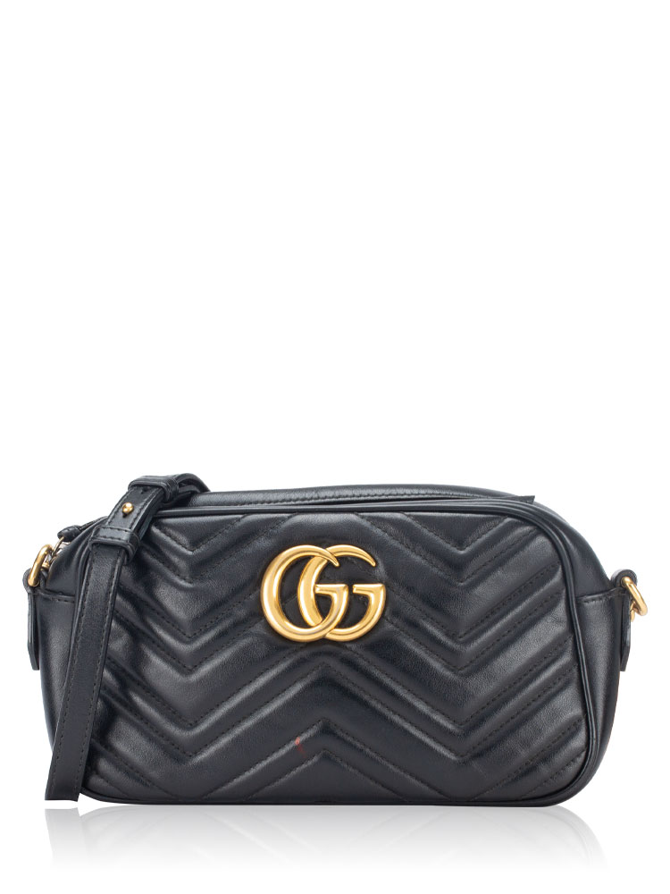 GG Marmont Matelasse Small Camera Bag Black