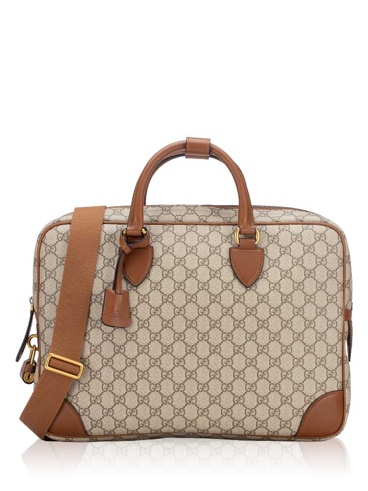 GG Supreme Emblem Briefcase Beige Ebony