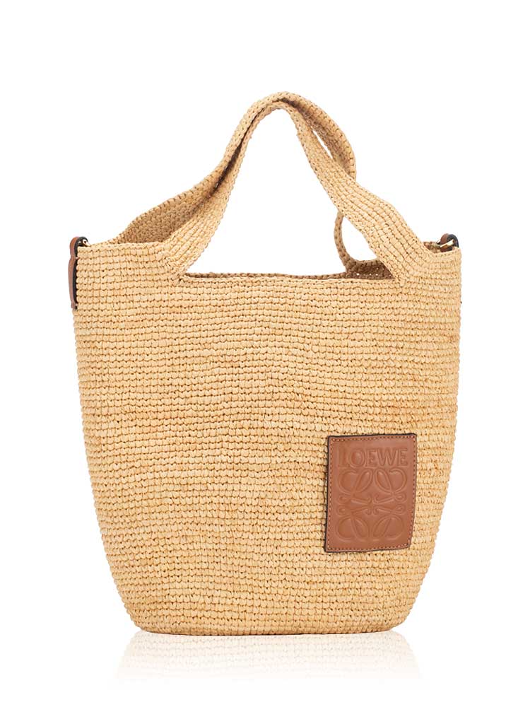 Raffia Slit Mini Tote Natural Tan