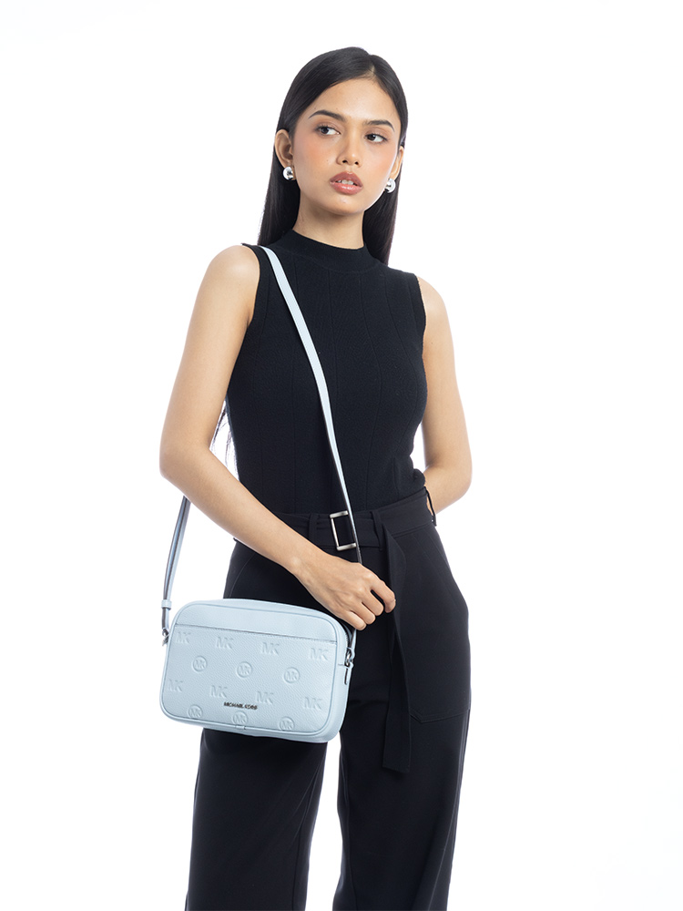 Signature Jet Set Debossed Camera Bag Pale Ocean