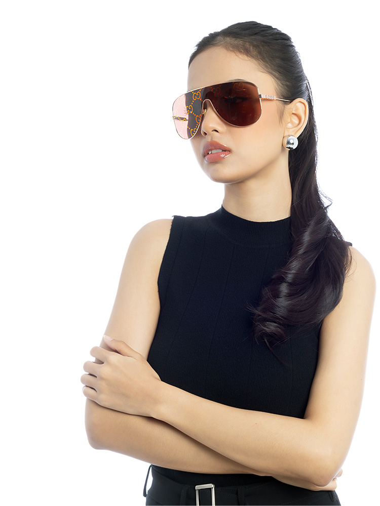 GG1436S Metal Mask Sunglasses Red Rose Gold