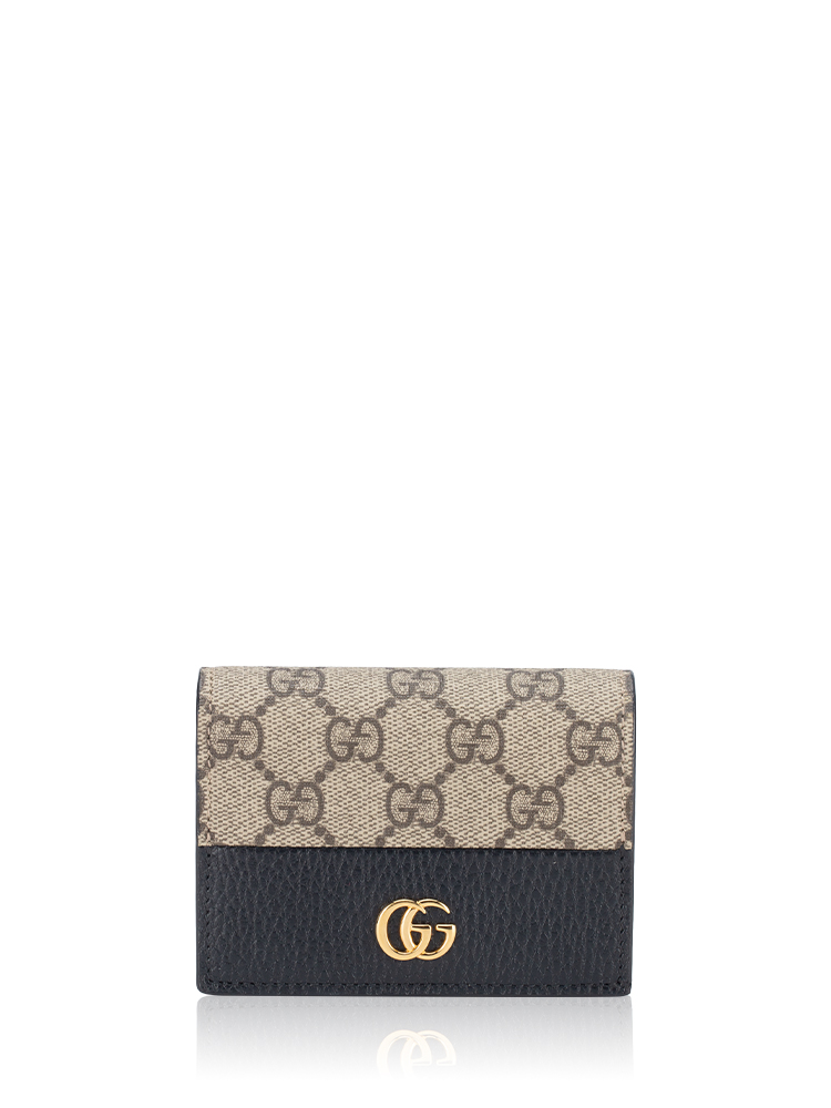 GG Canvas Interlocking G Mini Wallet Black Beige Ebony