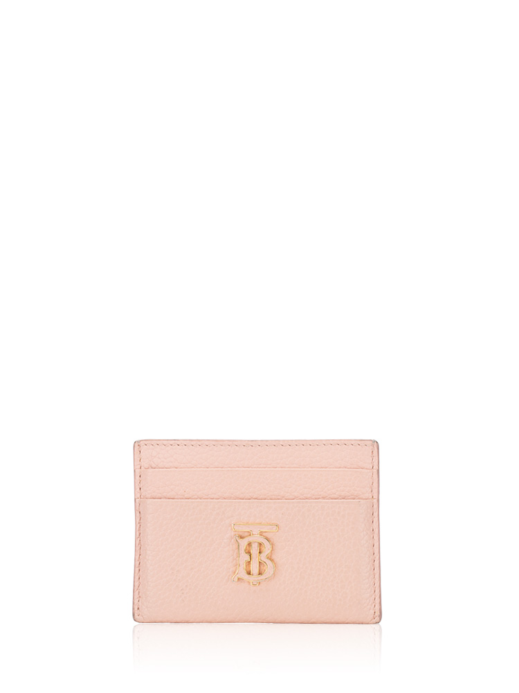 Grained Leather TB Card Case Dusky Pink