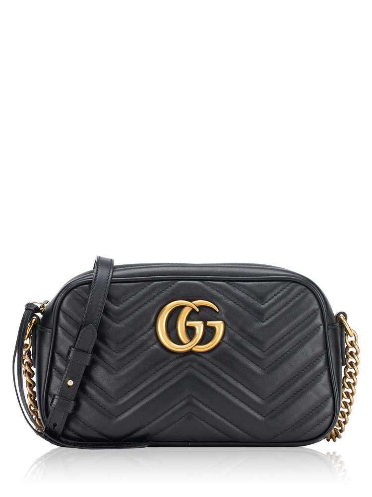 GG Marmont Matelasse Small Camera Bag Black