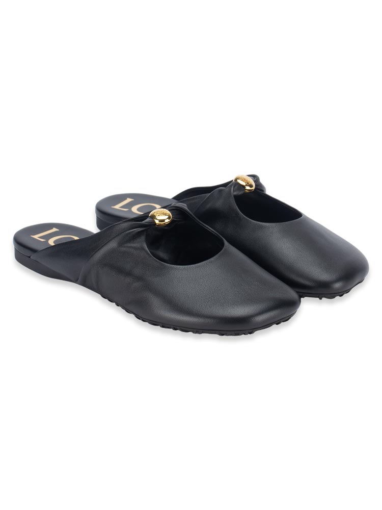 Nappa Pebble Soft Mule Black Sz 39