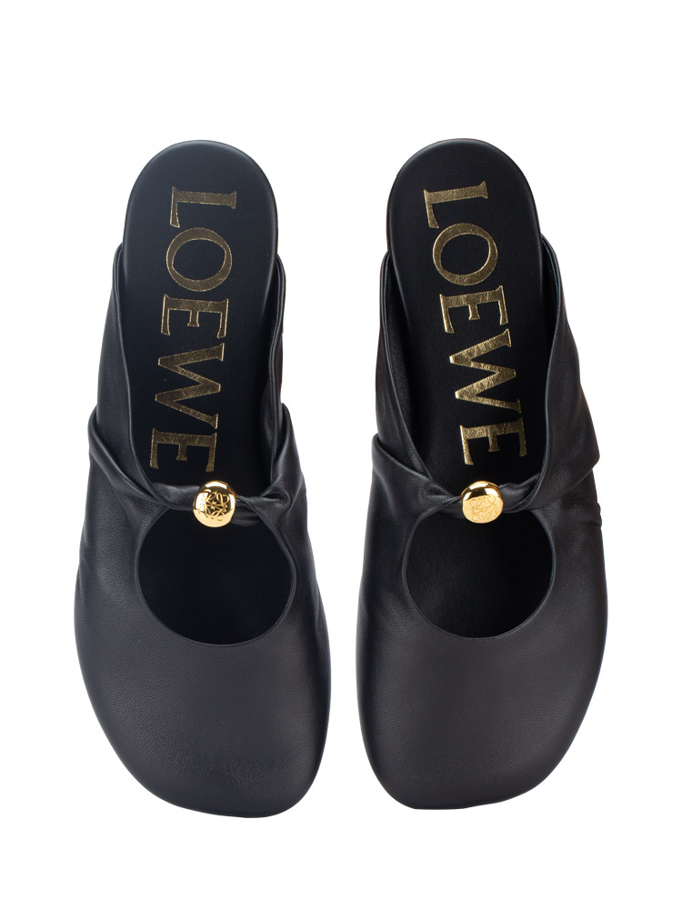 Nappa Pebble Soft Mule Black Sz 39