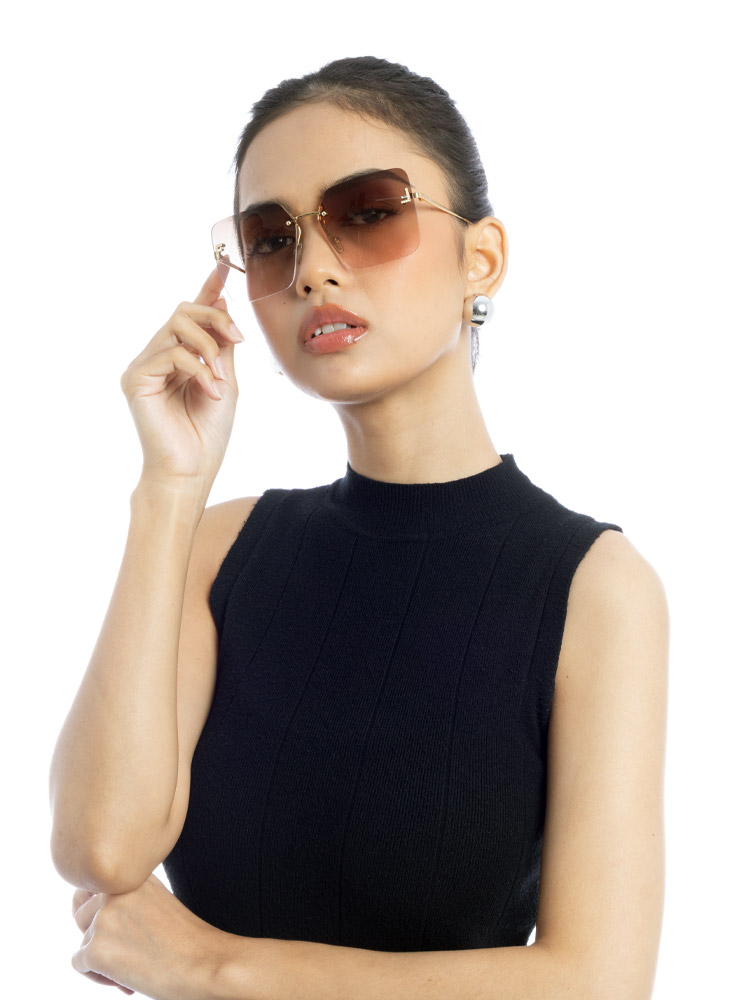 FE4082US Crystal Fendi First Sunglasses Smoke Pink