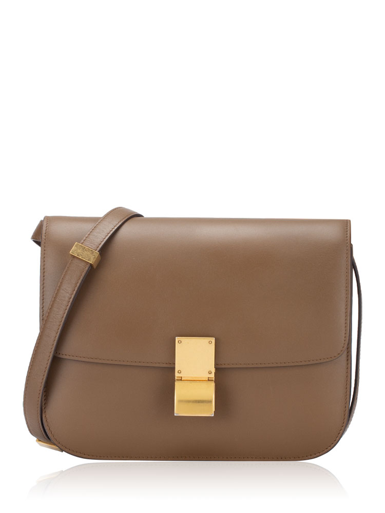 Calfskin Classic Box Medium Flap Bag Camel