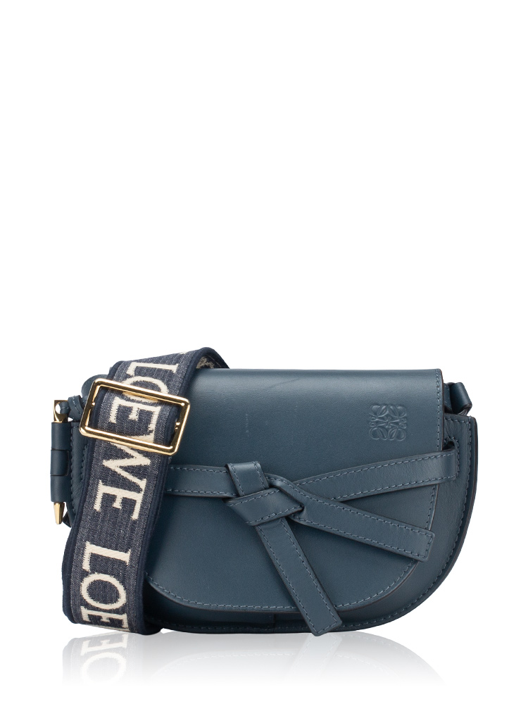 Calfskin Jacquard Gate Mini Dual Bag Onyx Blue