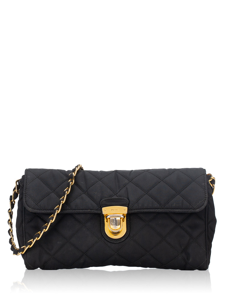 BP0584 Tessuto Impuntu Chain Crossbody Nero